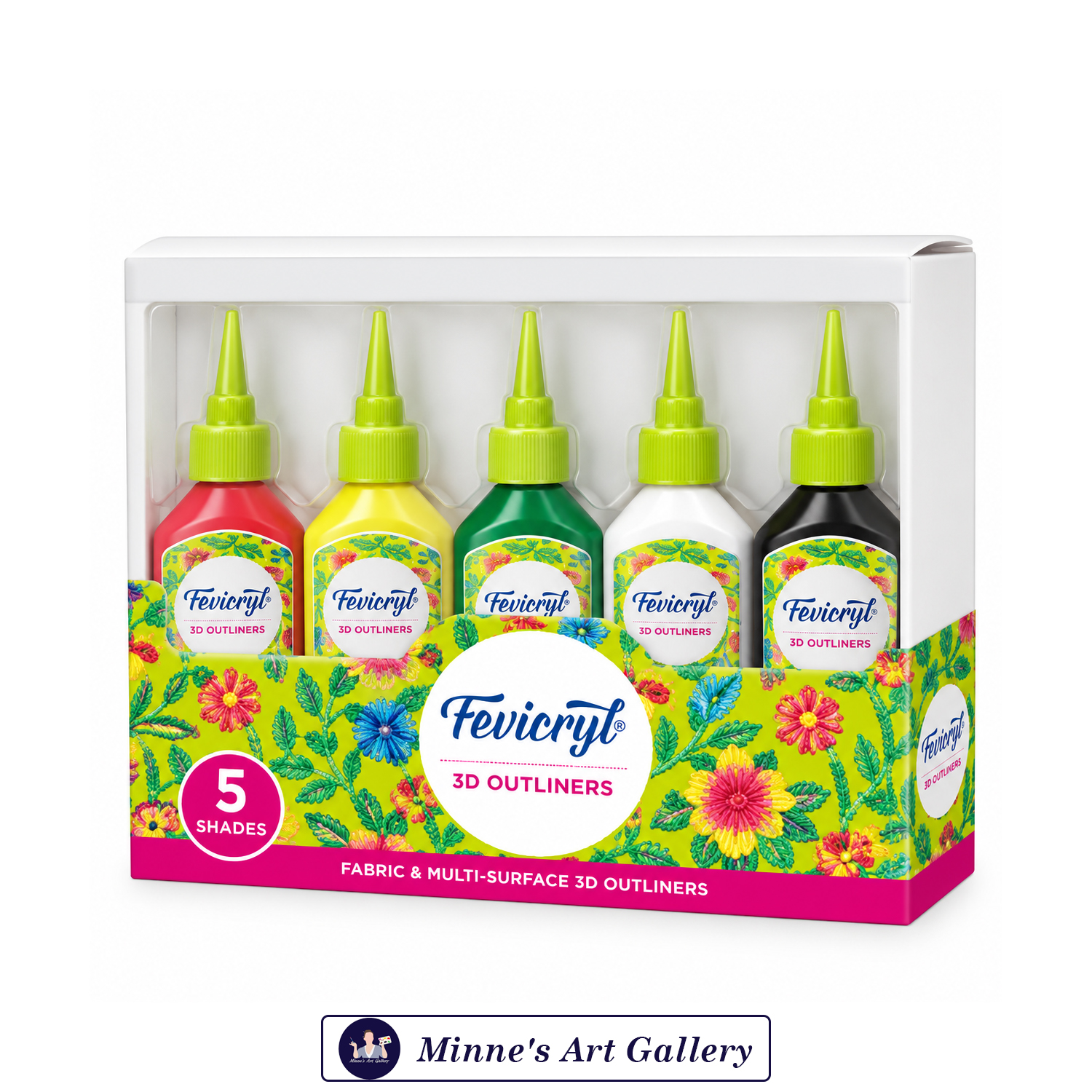 Fevicryl 3D Outliners – 5 Shades – 20ml × 5 – Fabric & Multi-Surface