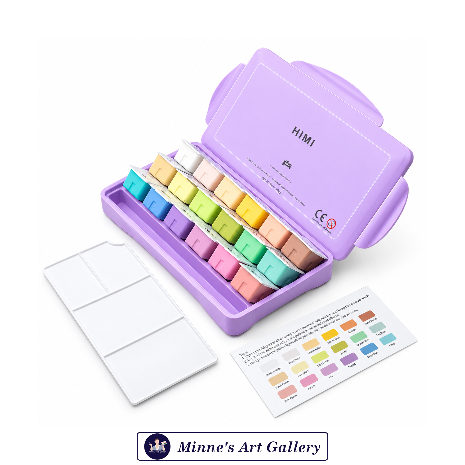 HIMI Gouache Paint Set – 18 Colours × 30ml – Pastel Set