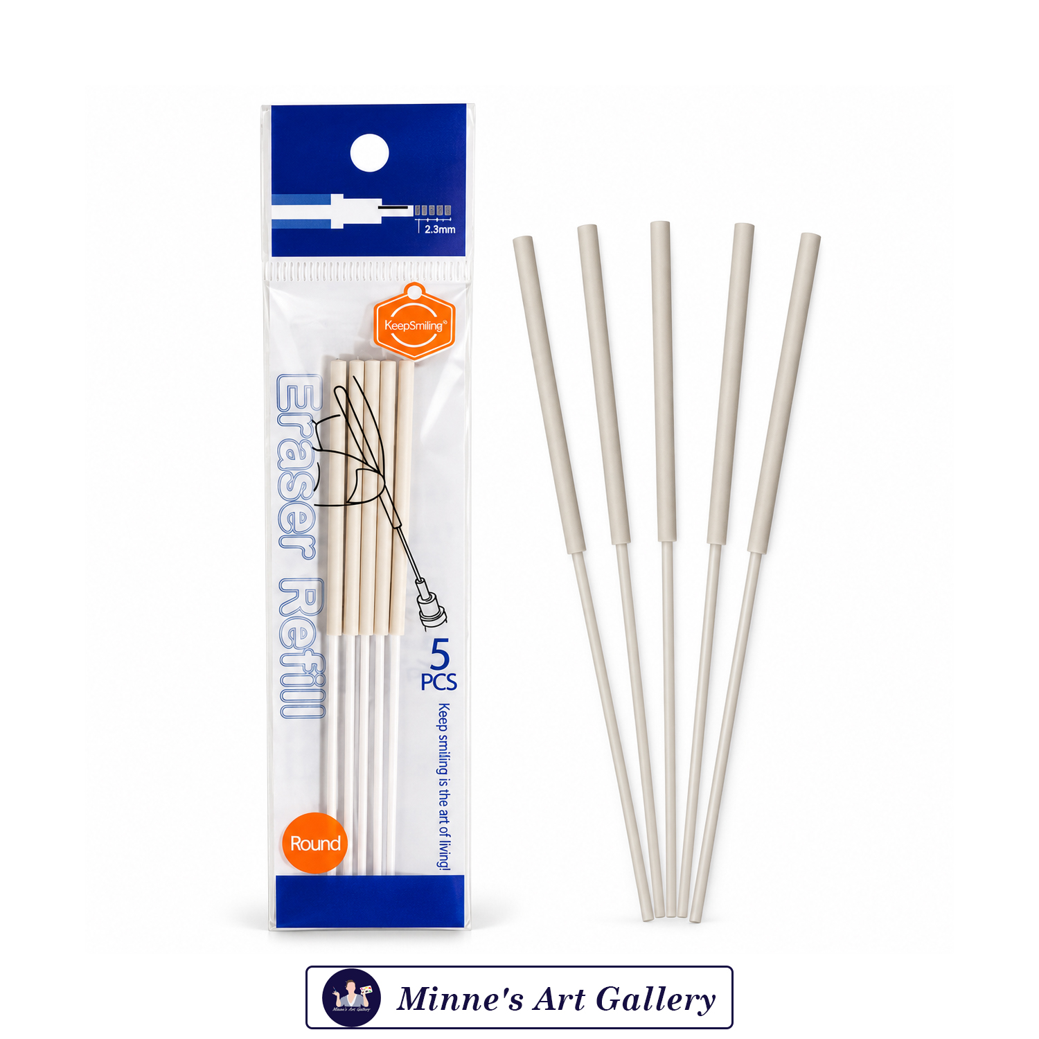 Keep Smiling Eraser Refill – Round Tip – 2.3mm – 5 Pieces