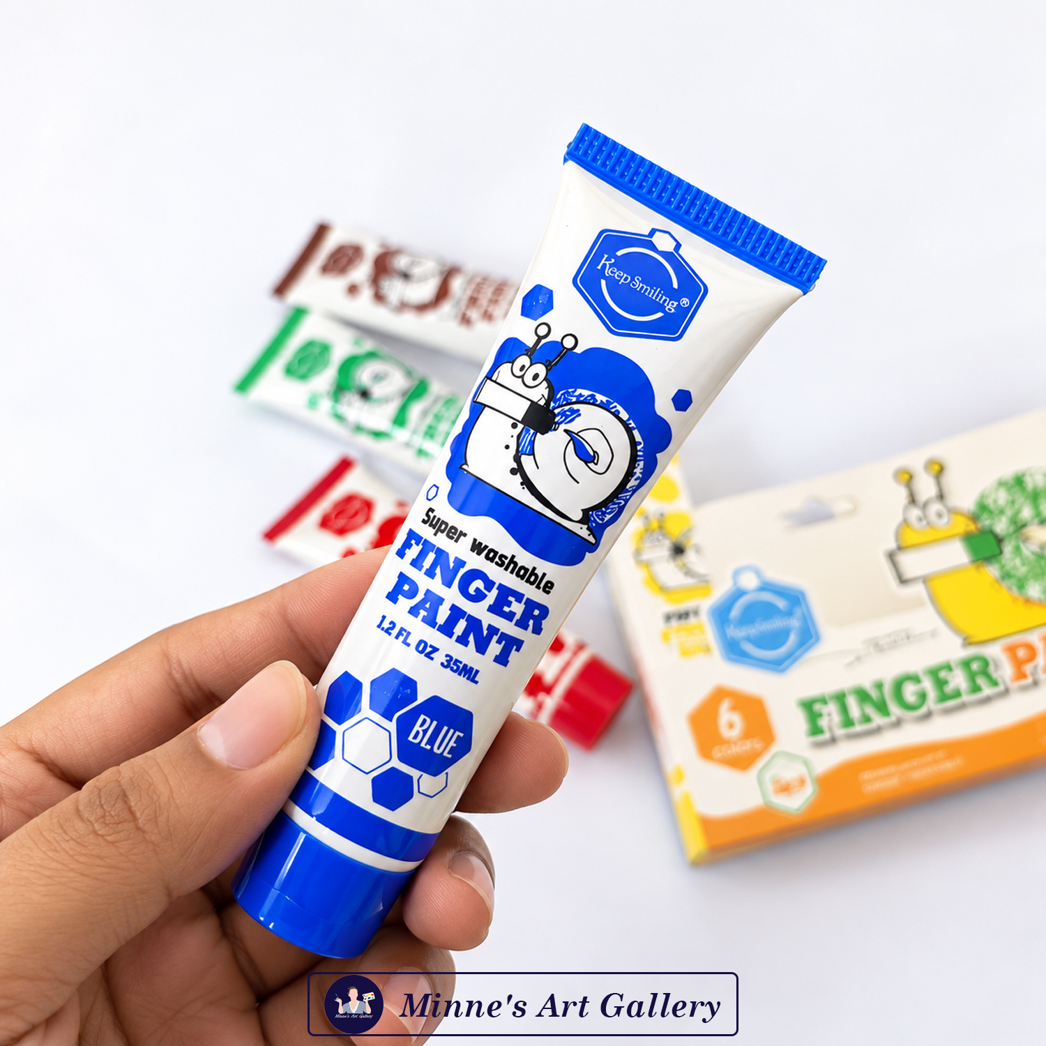 keep-smiling-finger-paint-set-6-colours-36ml-closeup Keep Smiling Finger Paint Set 36ml Containers Close-Up