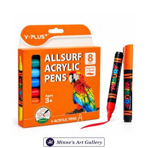 Y-PLUS+ Allsuurf Acrylic Pens – 8 Colors – Bullet Tip 1–5mm